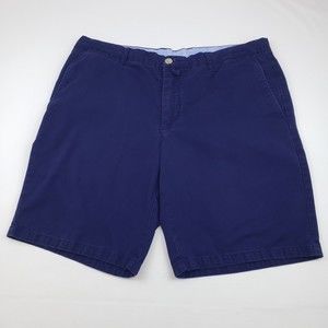 Thomas Dean Mens Shorts Flat Front Size 36 Color Navy Blue Casual Golf Chino